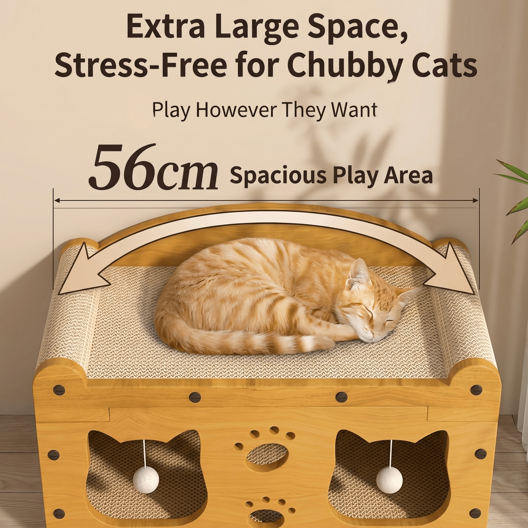 Two-Tier Cat Scratcher House with Cave & Sofa Bed — 3 Styles