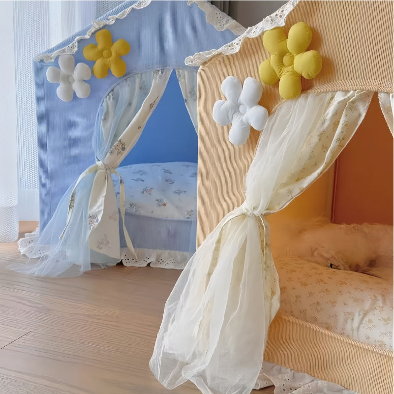 Cosy Princess Tent Bed for Cats & Small Dogs — Breathable Cotton