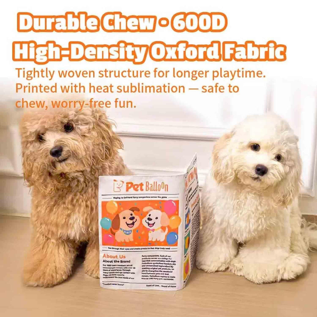 Crinkle Newspaper Dog Toy (2-Pack) for Small to Medium Dogs — Low-Noise Indoor Play