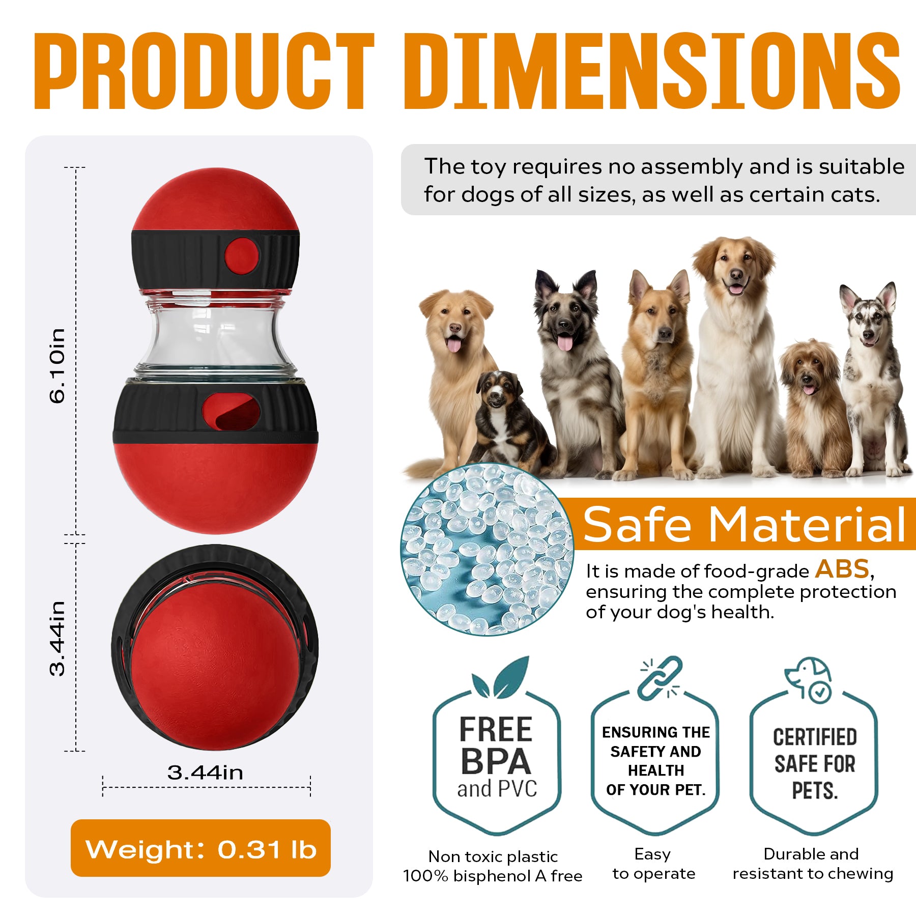 Treat Dispensing Puzzle Ball for Dogs — Adjustable Slow Feeder