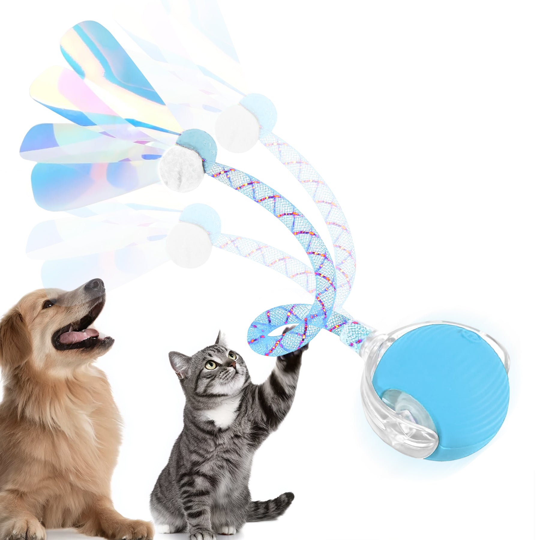 Self-Moving Cat Toy Ball with Elastic Tail — Two-Speed Interactive Play